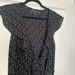 Max Studio London Black and White Polka Dot Wrap Maxi Dress